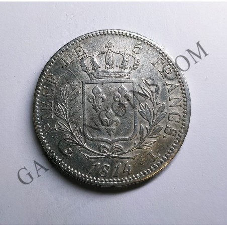 Rarísimos 5 Francos de Luis XVII 1814 de Bayone Busto Habillé EBC France piece de 5 francs