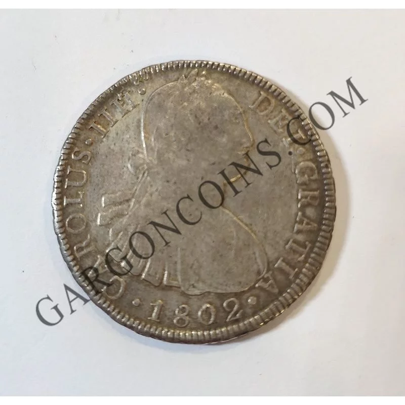 Carlos IV 8 Reales 1802 Potosí PP  EBC+  con pátina