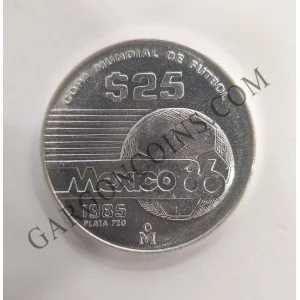 Mexico 50 Pesos 1985 del Mundial de Futbol de 1986 Silver