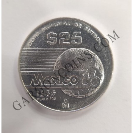 Mexico 50 Pesos 1985 del Mundial de Futbol de 1986 Silver