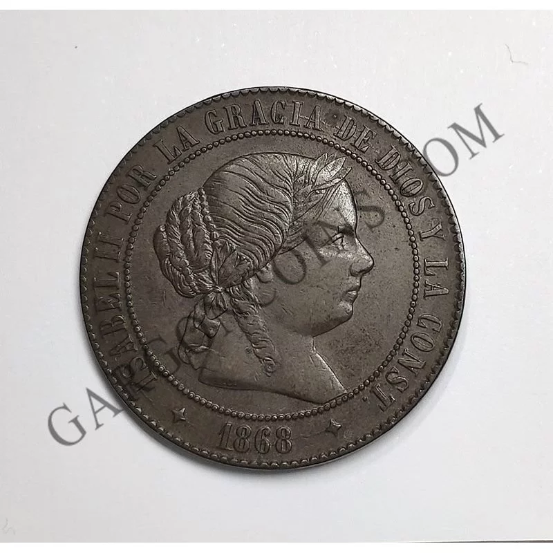 Isabel 2ª 5 Céntimos de Escudo del 1868 de Jubia en EBC