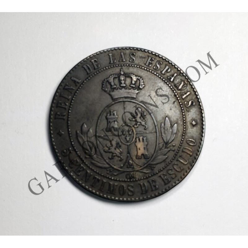 Isabel 2ª 5 Céntimos de Escudo del 1868 de Jubia en EBC