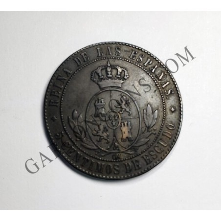 Isabel 2ª 5 Céntimos de Escudo del 1868 de Jubia en EBC