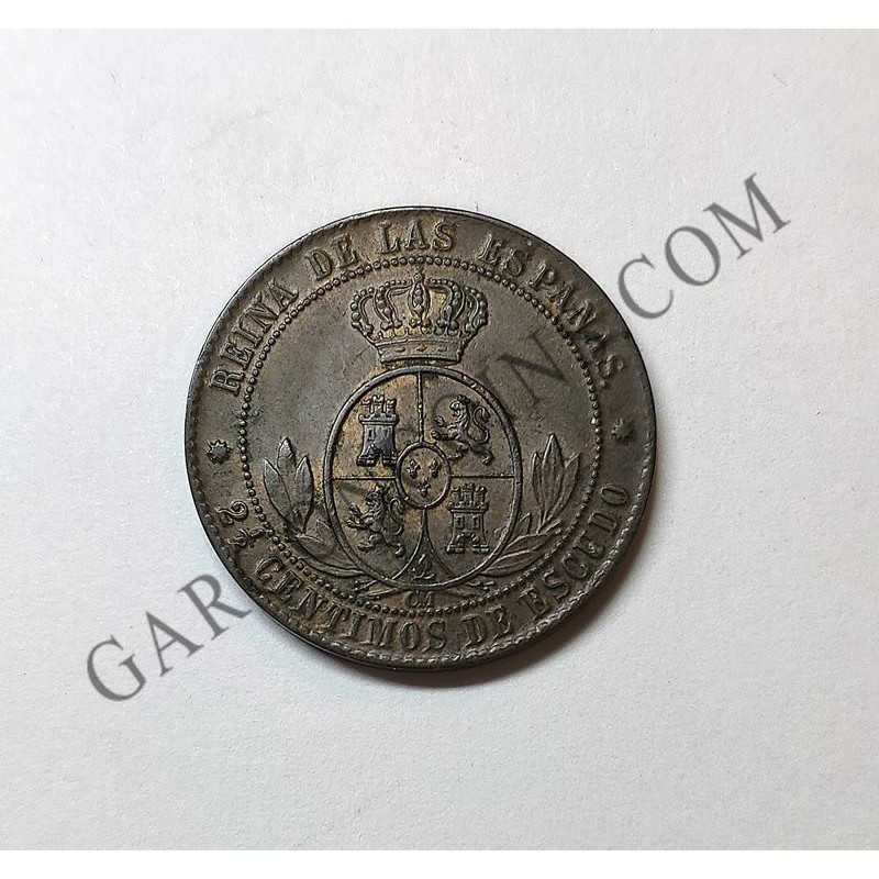 Isabel 2ª Barcelona 1868 2 ½ céntimos de escudo MBC