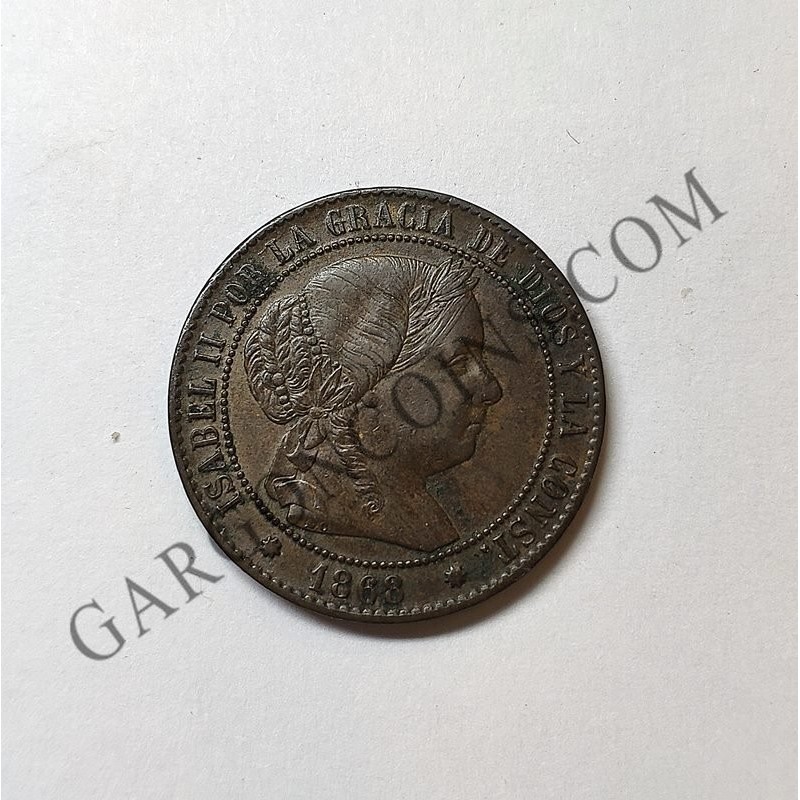 Isabel 2ª Barcelona 1868 2 ½ céntimos de escudo MBC