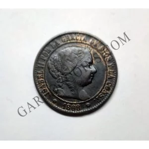 Isabel 2ª Barcelona 1868 2 ½ céntimos de escudo MBC