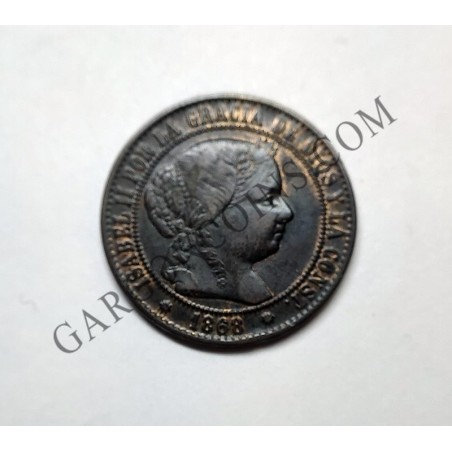 Isabel 2ª Barcelona 1868 2 ½ céntimos de escudo MBC