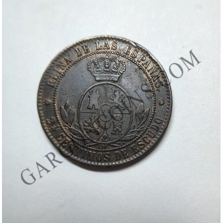 Isabel 2ª Barcelona 1868 2 ½ céntimos de escudo MBC