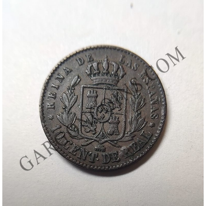 Isabel 2ª  10 céntimos de Real Segovia  1862  EBC+