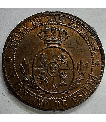 Isabel 2ª 1 Centimo de Escudo 1868 de Sevilla EBC