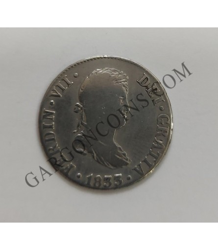 Fernando VII 2 Reales 1833 de Sevilla J B