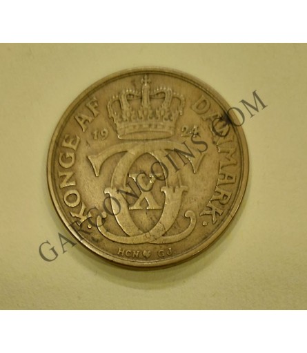 MUY RARA 2 Kroner Dinamarca 1924 EBC KM 825.1
