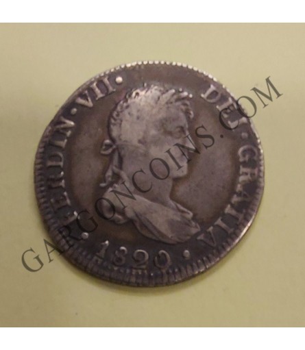 Fernando VII 2 reales 1820 Lima JP con pátina