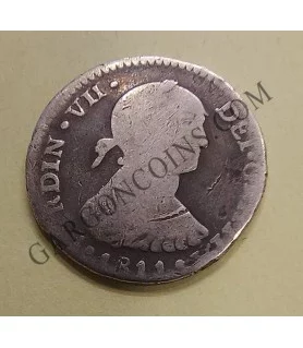 Fernando VII 1 Real Lima PJ Cabeza de Indio MUY RARA