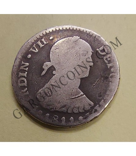 Fernando VII 1 Real Lima PJ Cabeza de Indio MUY RARA