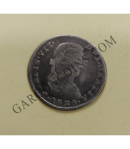 Fernando VII 2 Reales de Zacatecas 1821 RG