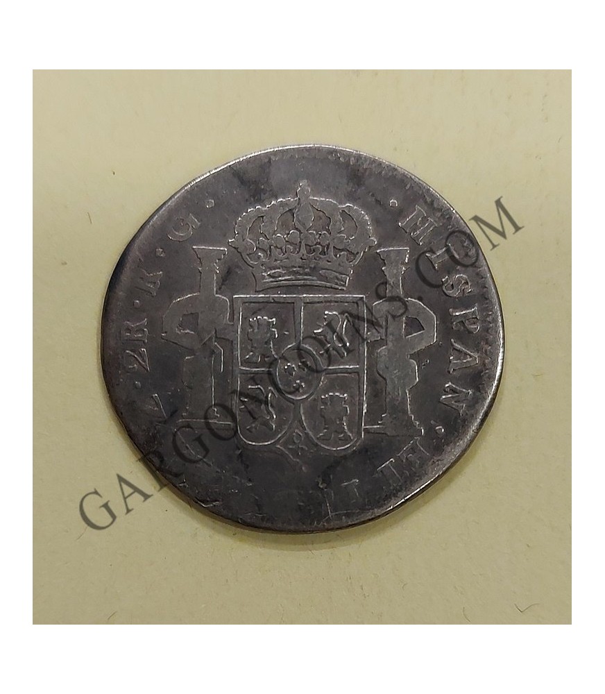 Fernando VII 2 Reales de Zacatecas 1821 RG