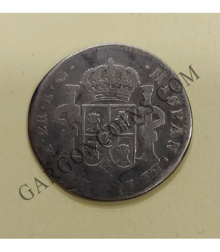 Fernando VII 2 Reales de Zacatecas 1821 RG