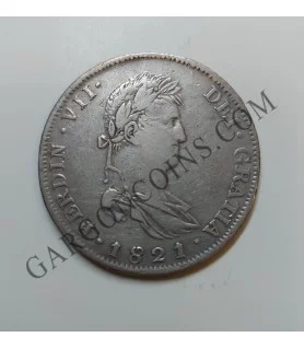 Fernando VII 8 Reales del 1821   ceca Guadalajara (México) F S 