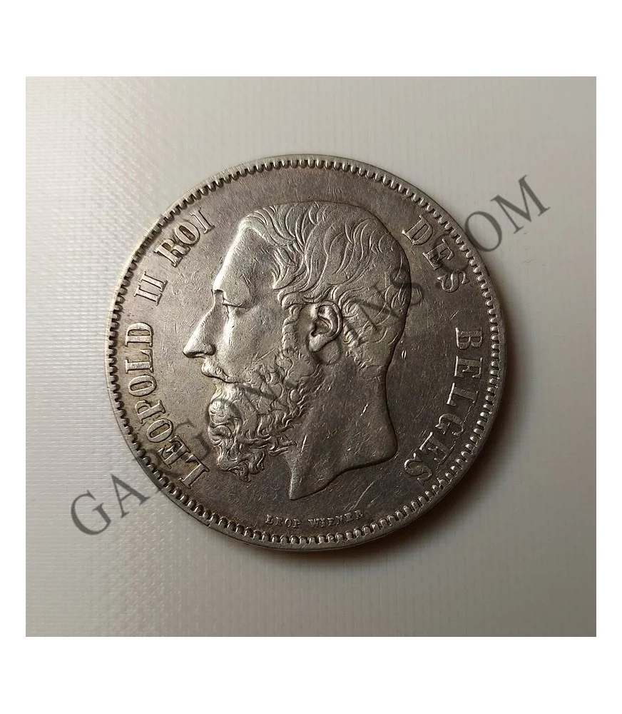 Belgica 5 Francos Leopold II 1872 EBC Plata Silver