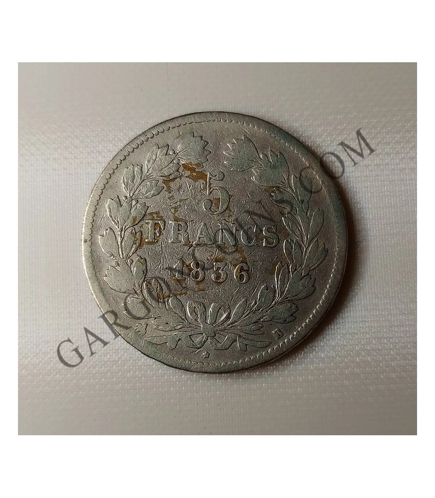 Francia France Louis Philippe I Roi de France 5 Francos Strasburg BB 1836