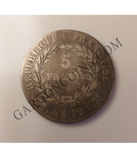 Francia 5 Francos Napoleon Bonaparte 1803 Año 12 Consul