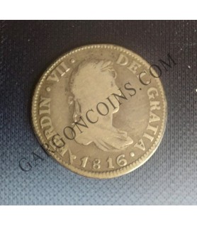 Fernando VII Rara 2 Reales 1816 Guatemala M