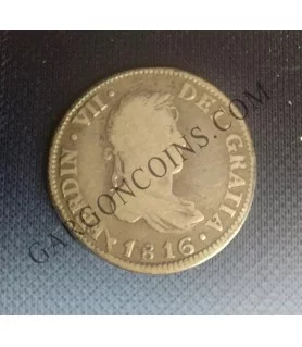 Fernando VII Rara 2 Reales 1816 Guatemala M