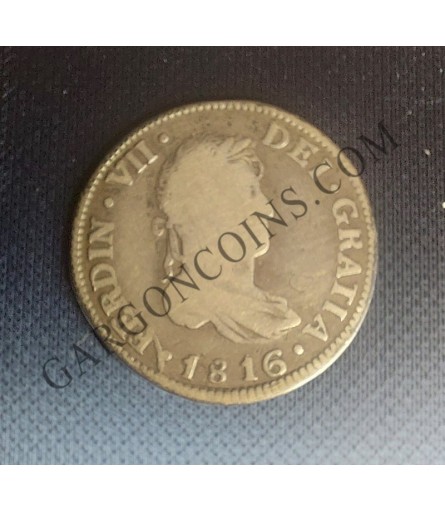 Fernando VII Rara 2 Reales 1816 Guatemala M