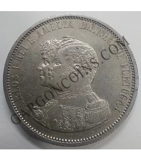 Portugal 1000 Reis 1898 Carlos I y Amelia Reyes de Portugal KM 539 S/C-