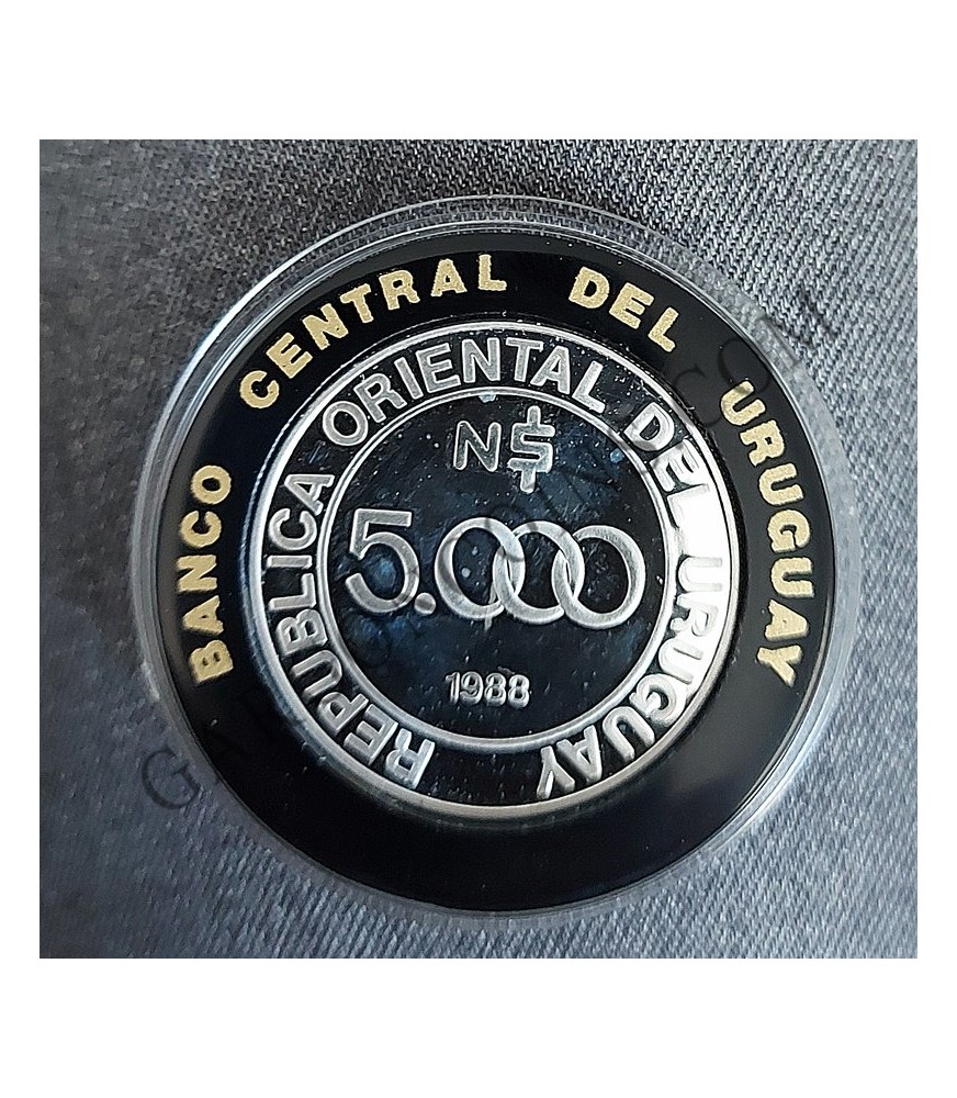 URUGUAY 5000 nuevos Pesos 1988. Reunión de Presidentes de América latina