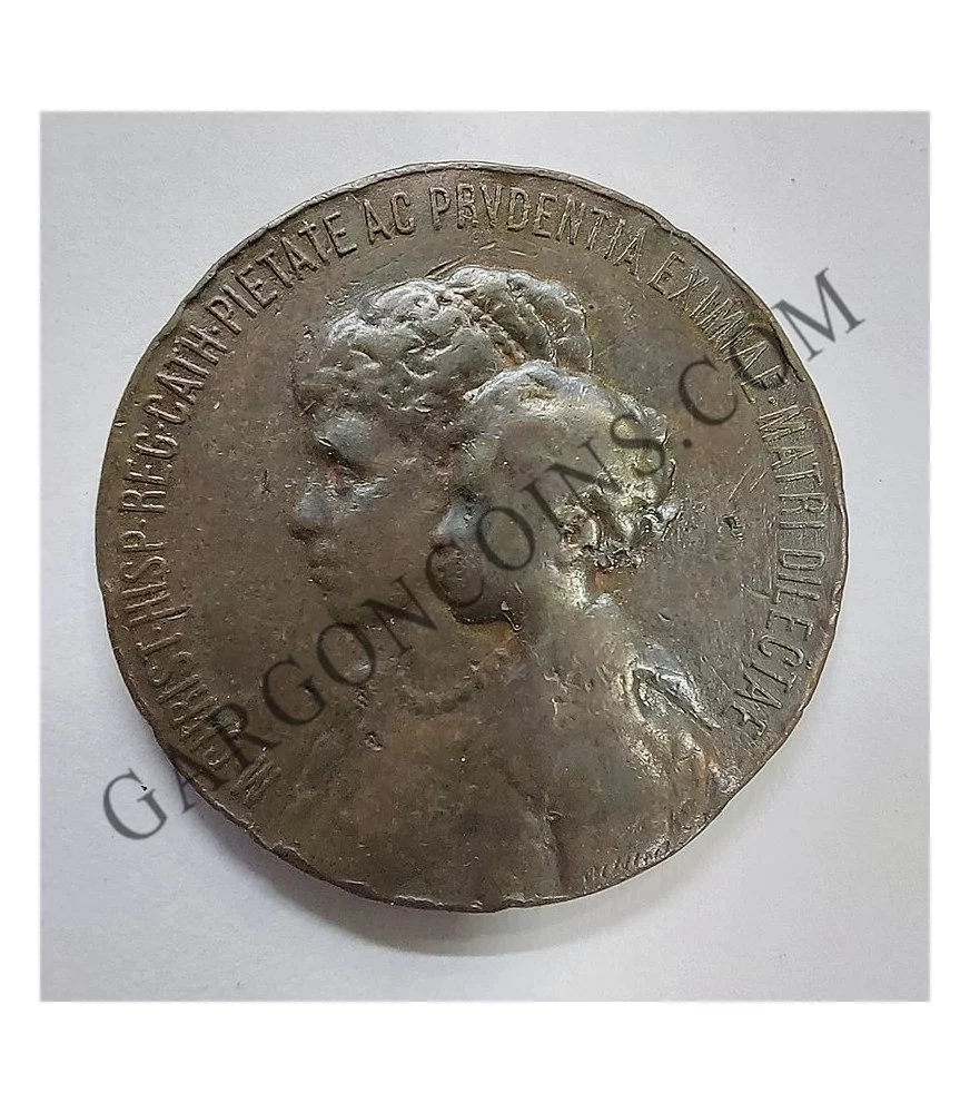 MEDALLA REGENCIA MARIA CRISTINA 1885-1902. Bronce 30 mm 11.30 gr