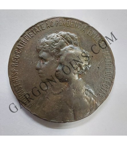 MEDALLA REGENCIA MARIA CRISTINA 1885-1902. Bronce 30 mm 11.30 gr