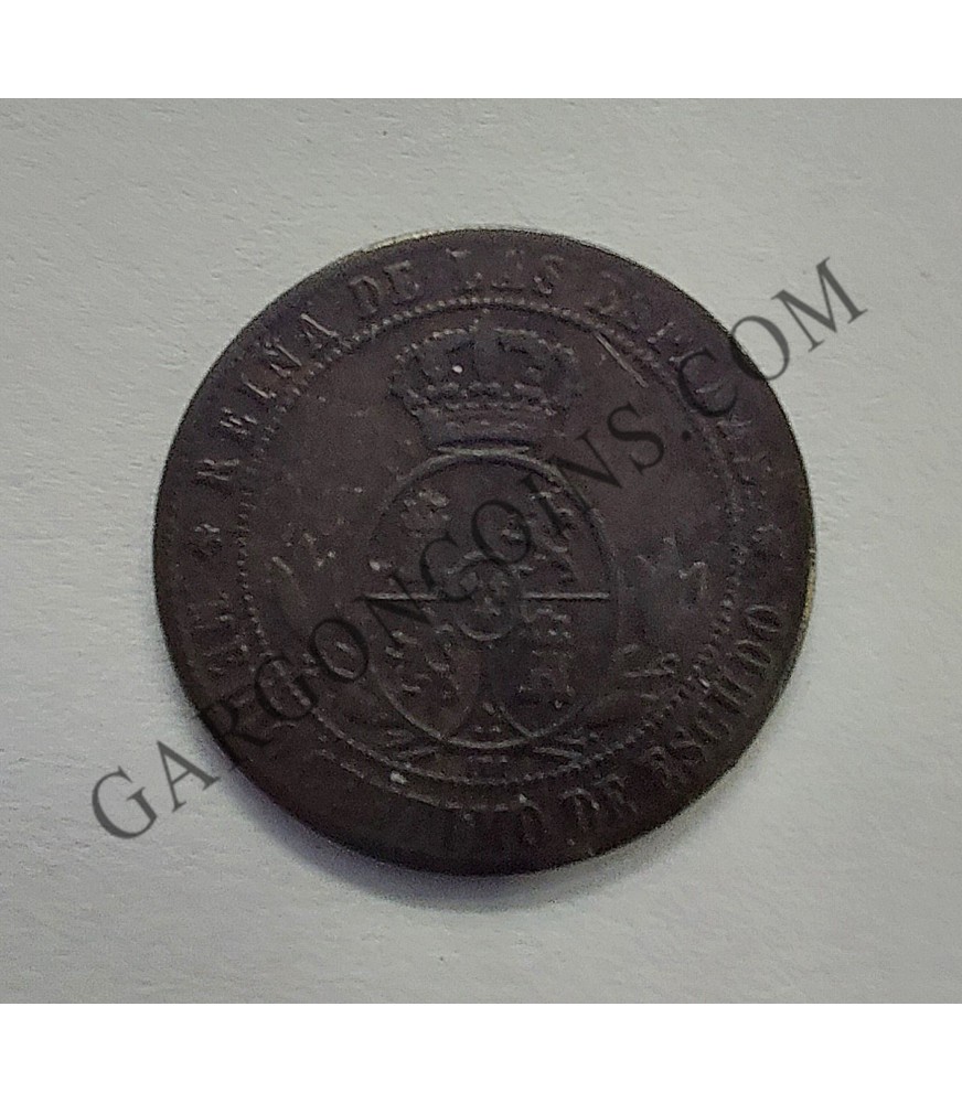 Isabel 2ª  1/2 Centimo de Escudo 1866 Barcelona MBC