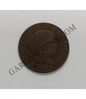 Isabel II medio  céntimo de escudo de  1867 Segovia