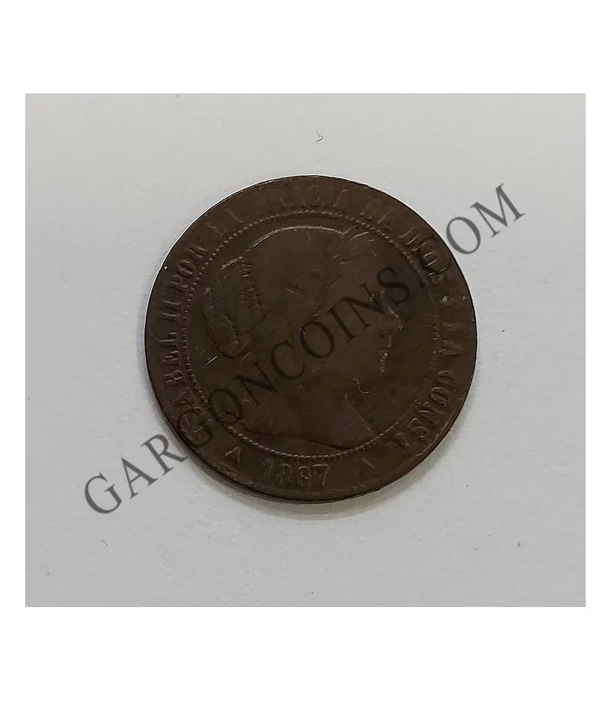 Isabel II medio  céntimo de escudo de  1867 Segovia