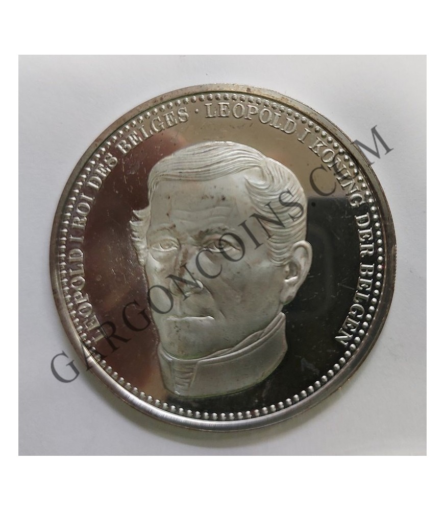 Juego de 5 Medallas de Reyes de Bélgica. Plata silver