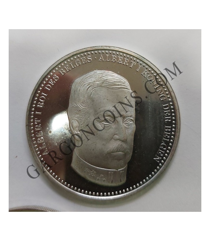 Juego de 5 Medallas de Reyes de Bélgica. Plata silver