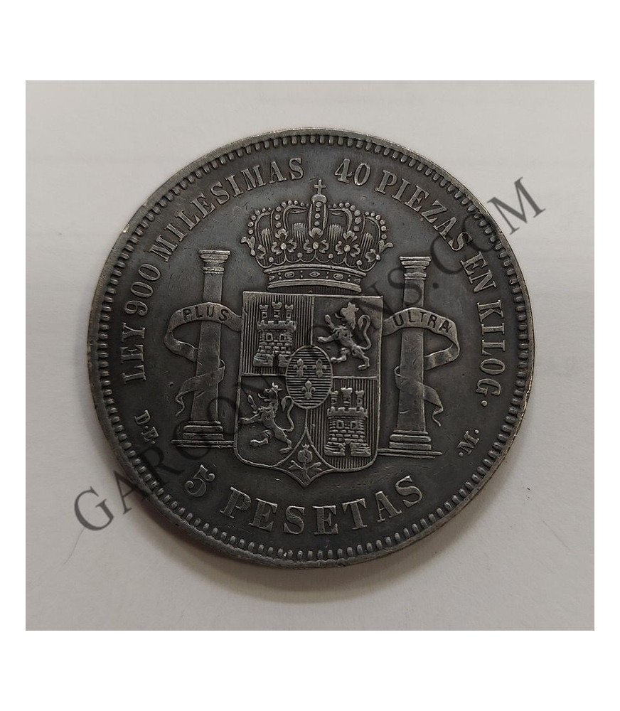 Alfonso XII 5 Pesetas 1876*76 DEM en EBC y pátina negra