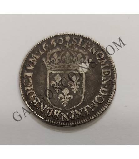 Francia 1/2 ECU Rey Luis XIV 1650 ceca Montpellier KM 164-14