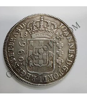 Brasil 960 Reis 1815 Joao EBC sobre moneda de 8 Reales Española