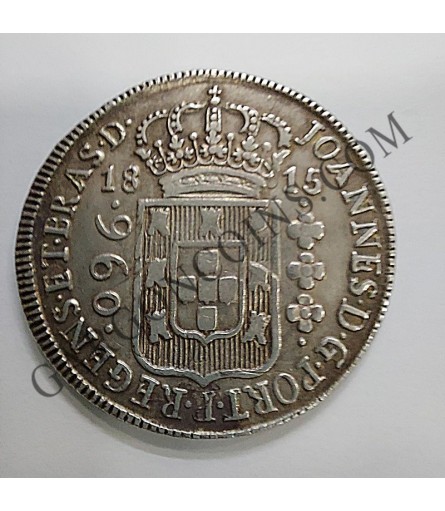 Brasil 960 Reis 1815 Joao EBC sobre moneda de 8 Reales Española Brasil 960 Reis 1815 Joao EBC sobre moneda de 8 Reales Española