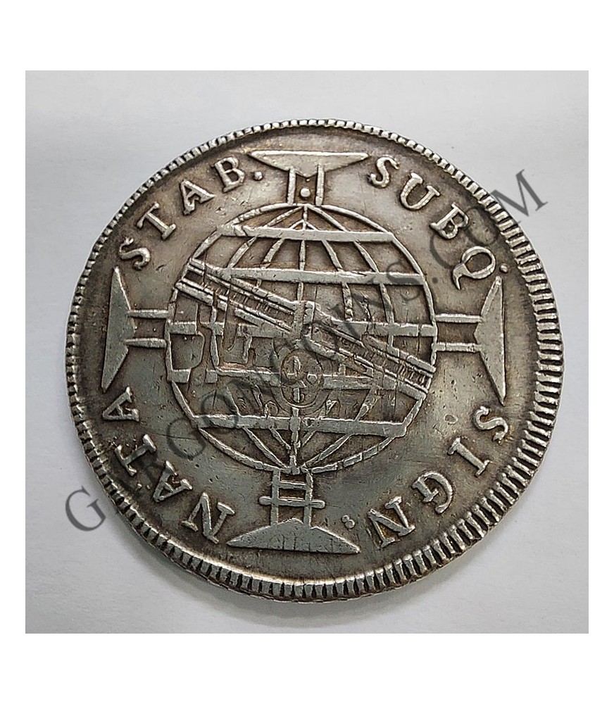 Brasil 960 Reis 1815 Joao EBC sobre moneda de 8 Reales Española