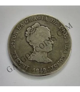 Isabel 2ª  4 Reales 1842 de Barcelona C C Busto pequeño RARA