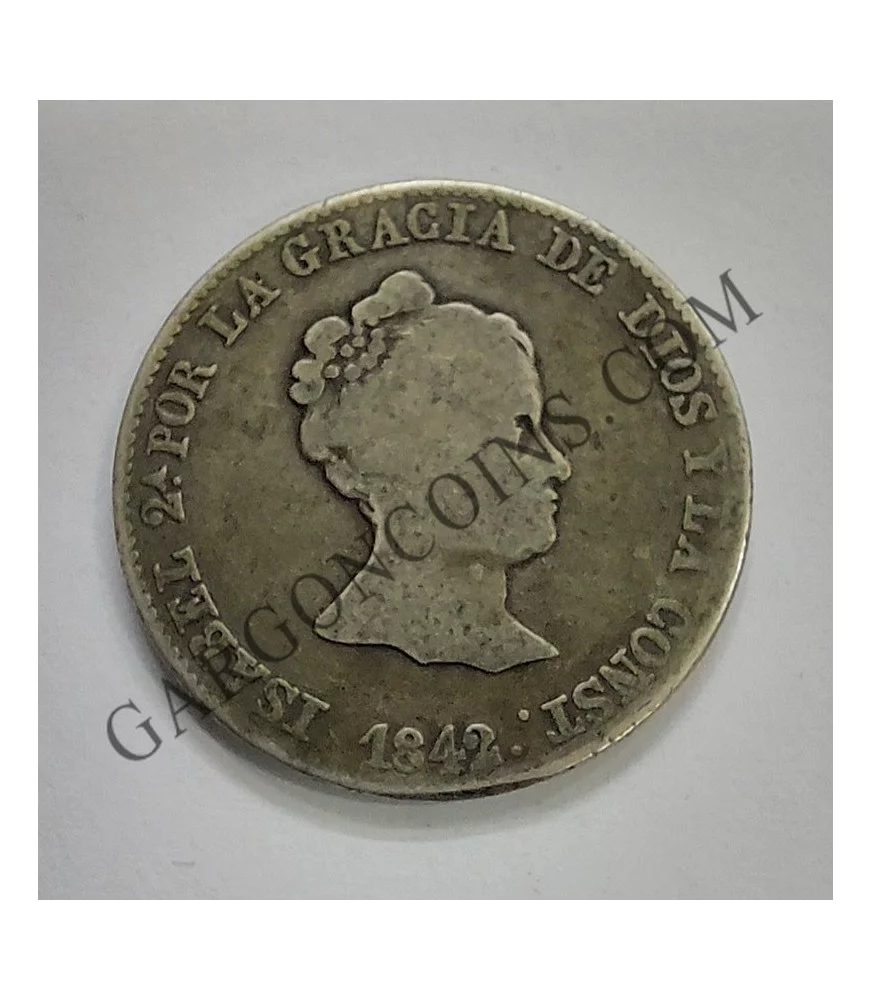 Isabel 2ª  4 Reales 1842 de Barcelona C C Busto pequeño RARA