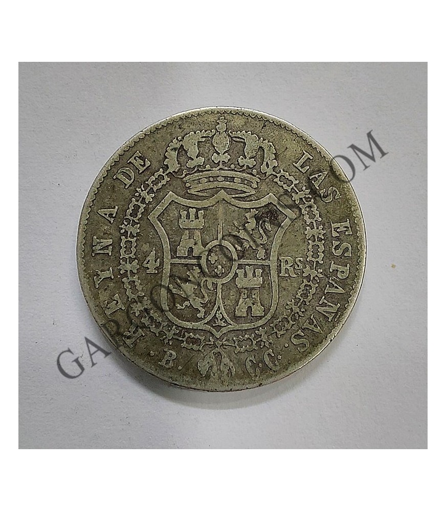 Isabel 2ª  4 Reales 1842 de Barcelona C C Busto pequeño RARA