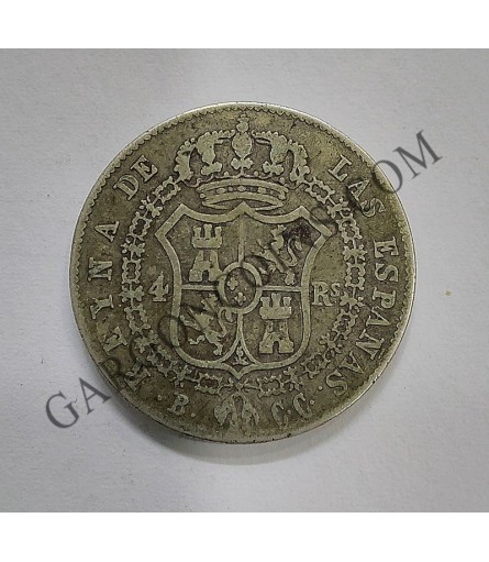 Isabel 2ª  4 Reales 1842 de Barcelona C C Busto pequeño RARA