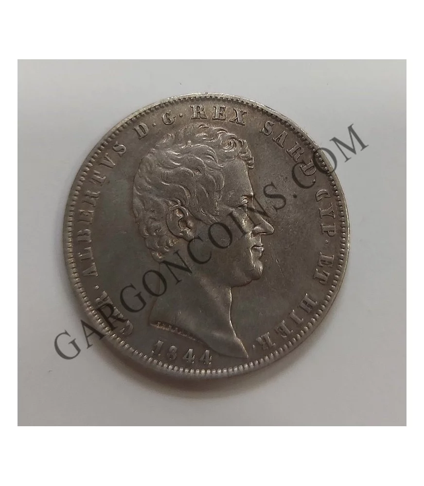 Estados Italianos Cerdeña (sardina) 5 Liras 1844 P  EBC++