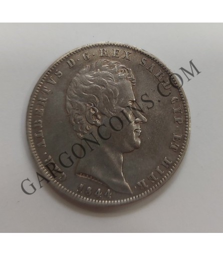 Estados Italianos Cerdeña (sardina) 5 Liras 1844 P  EBC++ Estados Italianos Cerdeña (sardina) 5 Liras 1844 P  EBC++