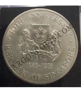 3 x Monedas 10 Dólares de Singapur 1975-76-77